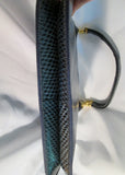 RONET Leather Snakeskin Pattern Hobo Shoulder Bag BLUE Python Animal Print Purse Vintage