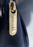 BRACCIALINI ITALY Leather Snakeskin Patchwork Crossbody Shoulder Bag PURPLE BLUE Python