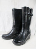 Womens Ladies CAPELLI NEW YORK Wellies Rain Boots Rainboots Foul Weather BLACK 9 Heel
