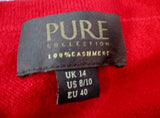 WOMENS PURE COLLECTION 100% Cashmere Knit Jersey Dress 8/10 RED