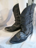 Womens ZODIAC LEATHER Cowboy Slouch BOOT WESTERN BLACK 8.5 EW Boho Rider