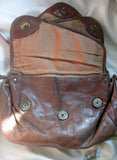 WILSONS Mini Leather Handbag Crossbody Purse Shoulder Flap Bag BROWN Saddle