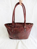 Vintage Distressed Stud Leather Briefcase Handbag Satchel Tote Bag BROWN Boho