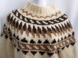 Womens Islenzkur Heimilisionaour ICELAND Wool Knit Sweater Ethnic M Pullover Creme Brown Winter