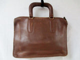 Vtg Style Thick Leather Briefcase Handbag Satchel Tote Clutch Bag BROWN NY USA