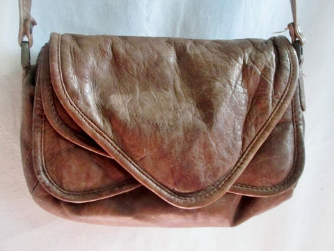 WILSONS Mini Leather Handbag Crossbody Purse Shoulder Flap Bag BROWN Saddle