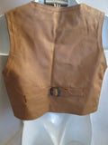 Vintage Child Kids ALL-AMERICAN leather vest jacket Moto BROWN XS western cowboy