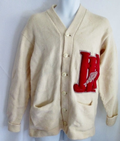 MENS HONOR KNITTING Wool Letterman Varsity Jacket Cardigan Sweater Coat RED WHITE