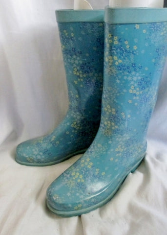 Womens GMA NY NY Wellies Rain Boots Gumboots Vegan 7 AQUA BLUE FLORAL