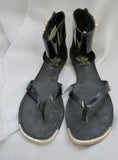 Womens VINCE CAMUTO KASTERN Leather Sandal SHOE 7.5 BLACK GOLD HINGE Punk