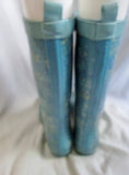 Womens GMA NY NY Wellies Rain Boots Gumboots Vegan 7 AQUA BLUE FLORAL
