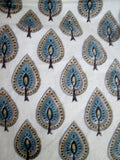 NEW Set ANOKHI 43X43 PRINTED CLOTH NAPKIN Table Decor WHITE BLUE CYPRESS BOHO Entertaining