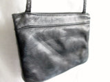 ELIE HANDBAGS Mini Genuine Leather Handbag Crossbody Bag Pouch BLACK Swingpack Pebbled