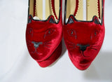 NEW CHARLOTTE OLYMPIA TESSA CAT KITTY WEDGE HEEL Shoe 36.5 6 RED