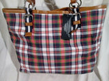 NEW NWT TOMMY HILFIGER vegan PLAID satchel tote bag shopper carryall MULTI $79