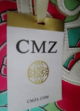 NEW CMZ Vegan Satchel TOTE Bag Shoulder Bag Carryall Floral L PINK GREEN WHITE