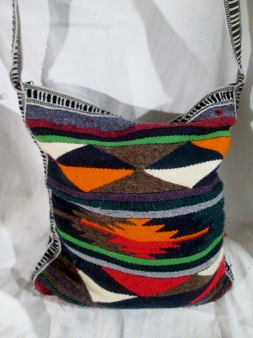 Aztec Maya Kilim Wool Blanket Ethnic Tapestry Carpet Shoulder Bag Purse SERAPE Crossbody