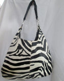 ATTENTION vegan shoulder bag hobo carryall satchel ZEBRA BLACK WHITE L Stripe