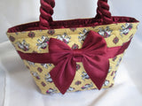 NEW LANBUA Cotton ELEPHANT Vegan Quilted Satchel TOTE Shopper YELLOW RED BOW