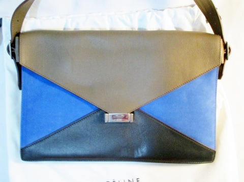 NEW NWT CELINE DIAMOND Purse MEDIUM Shoulder Bag ROYAL BLUE Suede Leather
