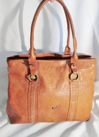 MASTRO SELLAIO Leather Handbag Satchel Hobo Tote Shoulder Bag Purse Shopper BROWN L