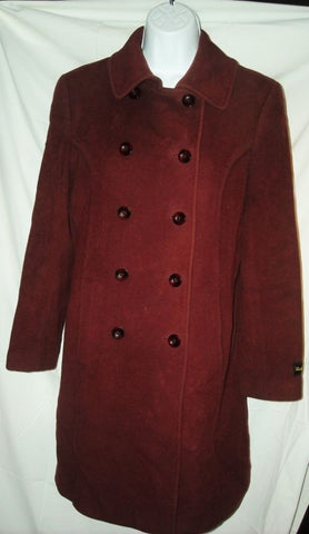 Womens LARRY LEVINE Long CASHMERE  jacket coat Peacoat BURGUNDY RED 4