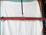 Vtg Antique Wood Western Americana Yoke Harness Rack Wall Hanger Iron Rustic RED
