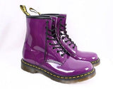 Womens DOC MARTENS LEATHER Ankle Combat BOOT Shoe PURPLE 6 AIRWAIR 8 Eye