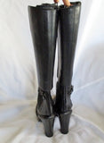 GIVENCHY ITALY LEATHER Tall Victorian Steampunk Sheath BOOT BLACK 37 6.5 Womens