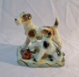 Vintage Antique AIREDALE TERRIER DOG Ceramic Figurine Porcelain JAPAN Statue