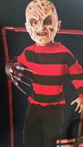Kids Youth FREDDY NIGHTMARE ON ELM STREET Disguise Halloween Costume Cosplay Party L 12-14