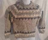 Mens GAELTARRA IRELAND NORDIC Fair Isles Wool Knit Sweater Cardigan Ethnic L GRAY