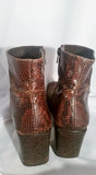 Womens VIA SPIGA ITALY PYTHON Snakeskin Leather Bootie Ankle BOOT Shoe 8.5 BROWN