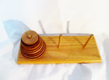 Signed BCK 1999 Carved Crafted TOWER OF HANOI Wood TOY Folk Art Handmade