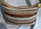 THE SAK signature knit shoulder bag satchel hobo purse BEIGE BROWN STRIPE Vegan