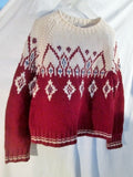 NEW Womens HAND KNIT J. CREW Ethnic Nordic Knit Sweater S RED WHITE Ski Holiday Top