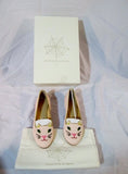 NEW CHARLOTTE OLYMPIA KITTY FLATS CAT PINK Rose Embroidered Shoe 36 6 Womens