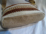 THE SAK signature knit shoulder bag satchel hobo purse BEIGE BROWN STRIPE Vegan