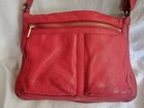 FOSSIL 1934 leather messenger satchel shoulder hobo saddle bag RED M