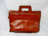 All LEATHER TOTE carryall shopper pockets work bag briefcase attache BROWN