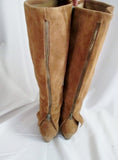 Womens JESSICA SIMPSON RALLIE Suede Leather Sheath Boot BROWN 10 Wedge Heel