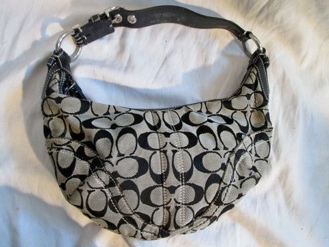 Coach purse shoulder bag Black with Brown C pattern