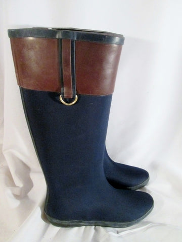Womens HENRY FERRERA SALUTE Wellies Rain Boots Rainboots Foul Weather 7 BLUE