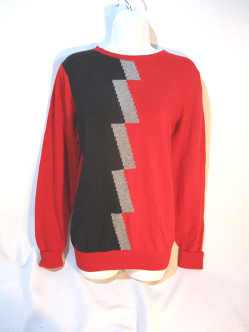 NWT NEW BALENCIAGA PARIS GEOMETRIC LIGHTNING CASHMERE Sweater RED 36 S