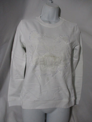 NWT NEW JUNGLE KENZO PARIS TIGER WHITE Embroidered Sweatshirt Top S w Flaw