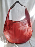 AUGUST FOR PERIWINKLE Leather Snakeskin Python Hobo Handbag Shoulder Bag Satchel ORANGE