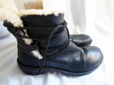 Womens UGG AUSTRALIA 1932 CASPIA Leather Shearling Sherpa BOOTS Shoe BLACK 7