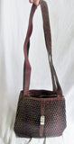 SANA PIEL Woven Leather Mexico Sling Satchel Shoulder Tote Bucket Bag BROWN