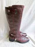 Womens KENNETH COLE REACTION Leather PACK LEADER Moto Riding Boots 7.5 RED BURGUNDY Rocker