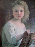 Vintage Antique PAINTED PRINT Gilt Frame Child Girl Portrait Picture ART Nouveau Rococo Deco